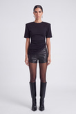 High Waist Mini Meghan Leather Shorts Black