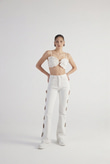 Cutout Jean Pantolon Beyaz