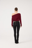 Asimetrik Yaka Talia Bluz Bordo