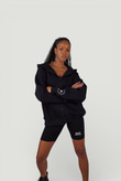 Uzun Kol Kapüşonlu Fermuar Kapamalı Hoody Sweatshirt Siyah