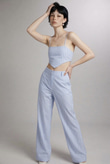 Askılı Çizgili Harmony Poplin Büstiyer Mavi