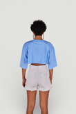 Bisiklet Yaka Holly Crop Tshirt Mavi