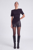 High Waist Mini Meghan Leather Shorts Black