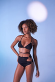 Üçgen Bağcıklı Ayarlanabilir Delphi Bikini Üstü Siyah