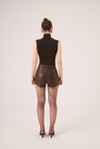 Layla Sleeveless Turtleneck Cashmere Blouse in Brown