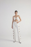 Cutout Jean Pantolon Beyaz