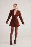 Belden Oturmalı Fit Kesim Deja Blazer Ceket Kahve