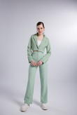 Vatkalı Atlas Kumaş Crop Model Panky Ceket Yeşil