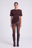 High Waist Mini Meghan Leather Shorts Brown