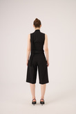 Nina Vest with Scarf Detail and Lace Trim, Black