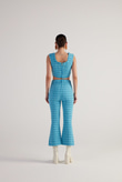 Tüvit Kumaş Crop Tweed Büstiyer Mavi