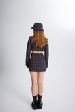 Tüvit Kumaş Crop Tweed Ceket Siyah