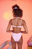 Özel Yapım Parlak Kumaşlı Premium Chica Mayo Pembe
