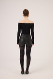 Madonna Neckline Lace Macy Cashmere Blouse Black