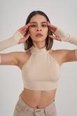 Crop Model Kol Detaylı Pretty Bluz Bej