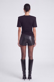 High Waist Mini Meghan Leather Shorts Black
