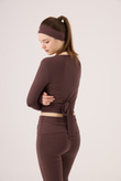 Ellen Bolero with Tie-Up Crop Cut, Coffee