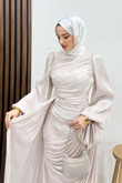 Afra İpek Abiye Bej