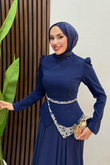 Ala Şifon Abiye Lacivert