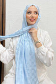 Asimetrik Kare Desen Şal Bebe Mavi