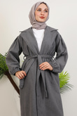 Asuman Kaşe Kaban Koyu Gri