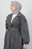 Asuman Kaşe Kaban Koyu Gri