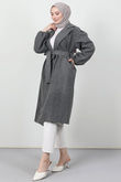 Asuman Kaşe Kaban Koyu Gri