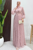 Bergen Dantel Abiye Soft Pembe