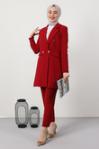 Blazer Ceket Takım Bordo