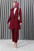 Blazer Ceket Takım Vişne