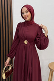 Broş Bağlama Elbise Bordo