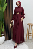 Broş Bağlama Elbise Bordo