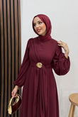 Broş Bağlama Elbise Bordo