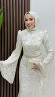 Cansel İşleme Abiye Beyaz