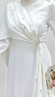 Çiçeğim Krep Abiye Beyaz