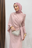 Çiçeğim Krep Abiye Soft Pembe