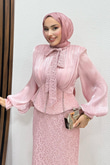 Dantel Balık Abiye Soft Pembe