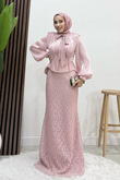 Dantel Balık Abiye Soft Pembe