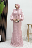 Dantel Balık Abiye Soft Pembe