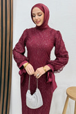 Dicle Tesettür Elbise Bordo