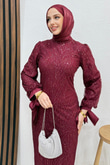 Dicle Tesettür Elbise Bordo