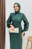Dicle Tesettür Elbise Zümrüt