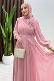 Edis Şifon Abiye Soft Pembe