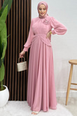 Edis Şifon Abiye Soft Pembe