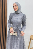 Ezna Simli Abiye Koyu Gri