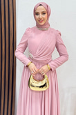 Ferda Taşlı Şifon Abiye Soft Pembe