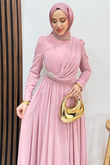 Ferda Taşlı Şifon Abiye Soft Pembe