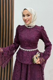 Fransa Dantel Takım Mürdüm