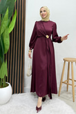 Gül Broş Saten Abiye Bordo