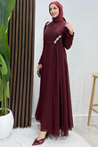 Gülnihal Şifon Abiye Bordo
